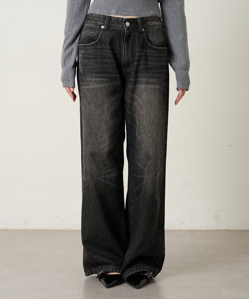 mline（エムライン）の「[mline]クラッシュワイドデニム（デニムパンツ・レディース・ブラック/ブルー・2/1）」の18枚目の写真