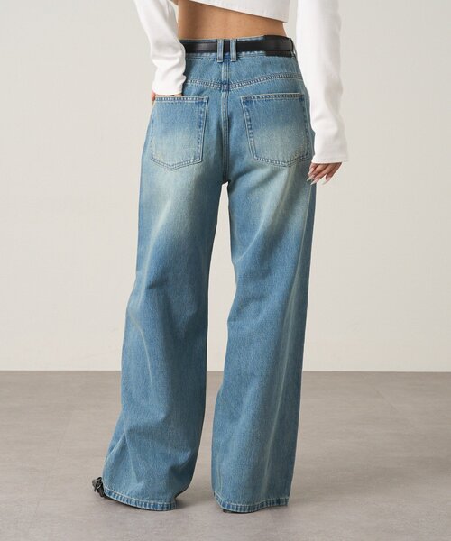 mline（エムライン）の「[mline]クラッシュワイドデニム（デニムパンツ・レディース・ブラック/ブルー・2/1）」の6枚目の写真