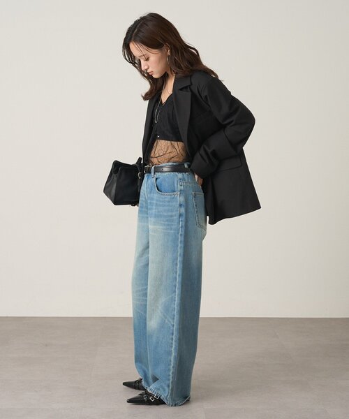 mline（エムライン）の「[mline]クラッシュワイドデニム（デニムパンツ・レディース・ブラック/ブルー・2/1）」の8枚目の写真