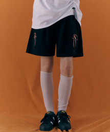 ambler（エムブラー）の「Ribbon shorts Bermuda One Tuck Sweat Shorts Shorts ASP701 (Black)（その他パンツ・レディース）」