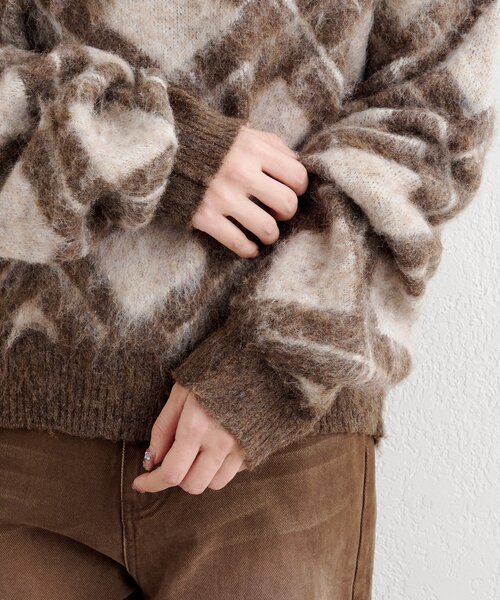 セール】【一部店舗限定】B アーガイルプルオーバー（ニット/セーター