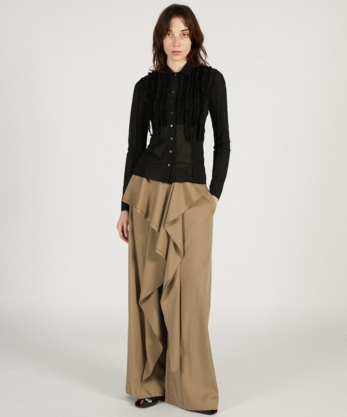 PRANK PROJECT（プランクプロジェクト）の「フリルジャージーシャツ / Ruffled Jersey Shirt（シャツ/ブラウス・レディース・アイボリー/ブラック/ピンク・FREE）」の5枚目の写真