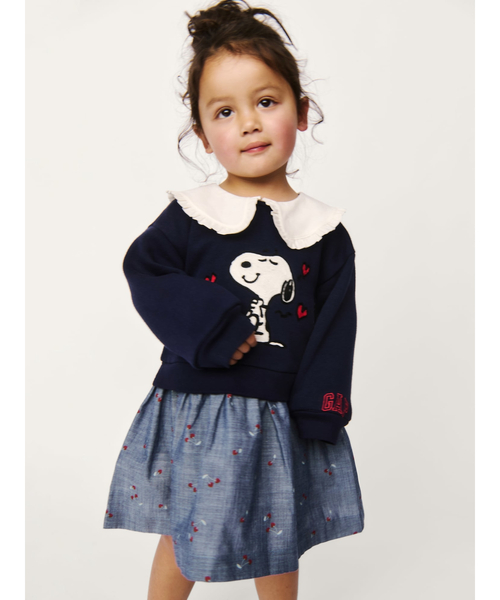 GAP（ギャップ）の「スヌーピー ラッフルフリル 襟付き スウェットワンピース (幼児・ベビー)（ワンピース・キッズ・ネイビー・70cm/80ｃｍ/90cm/95cm/100cm/105cm/110cm）」の4枚目の写真