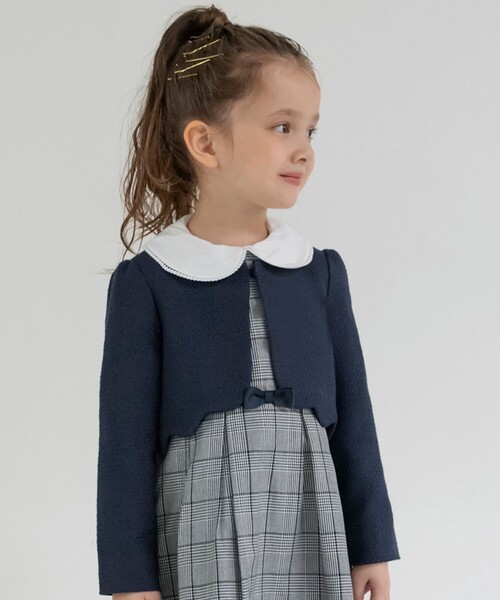 BRANSHES（ブランシェス）の「【フォーマル】ブークレジャケット（スーツジャケット・キッズ・ネイビー/アイボリー・120/130/110）」の2枚目の写真