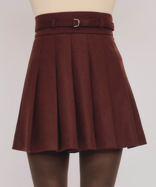 REDYAZEL（レディアゼル）の「メルトンライクプリーツミニスカート（スカート・レディース・ブラウン/ネイビー/アイボリー・MEDIUM/SMALL）」の3枚目の写真