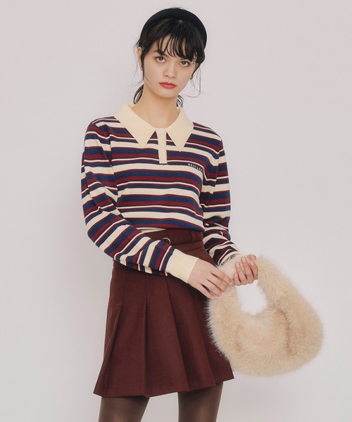 REDYAZEL（レディアゼル）の「メルトンライクプリーツミニスカート（スカート・レディース・ブラウン/ネイビー/アイボリー・MEDIUM/SMALL）」の6枚目の写真