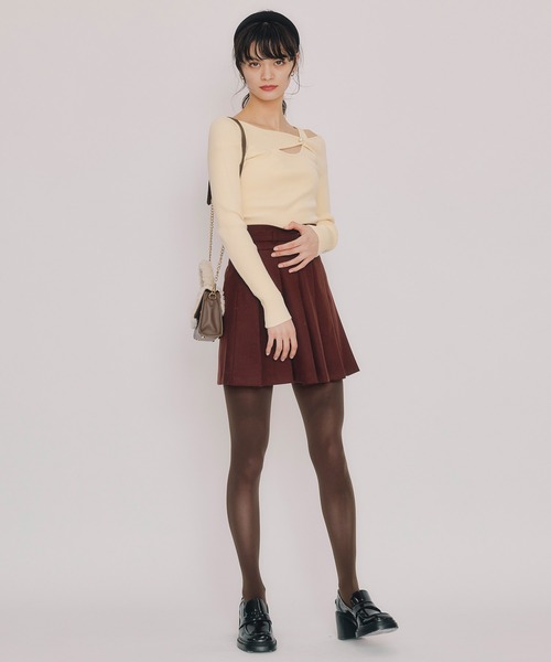 REDYAZEL（レディアゼル）の「メルトンライクプリーツミニスカート（スカート・レディース・ブラウン/ネイビー/アイボリー・MEDIUM/SMALL）」の10枚目の写真