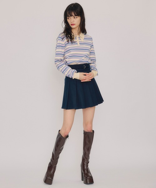 REDYAZEL（レディアゼル）の「メルトンライクプリーツミニスカート（スカート・レディース・ブラウン/ネイビー/アイボリー・MEDIUM/SMALL）」の16枚目の写真