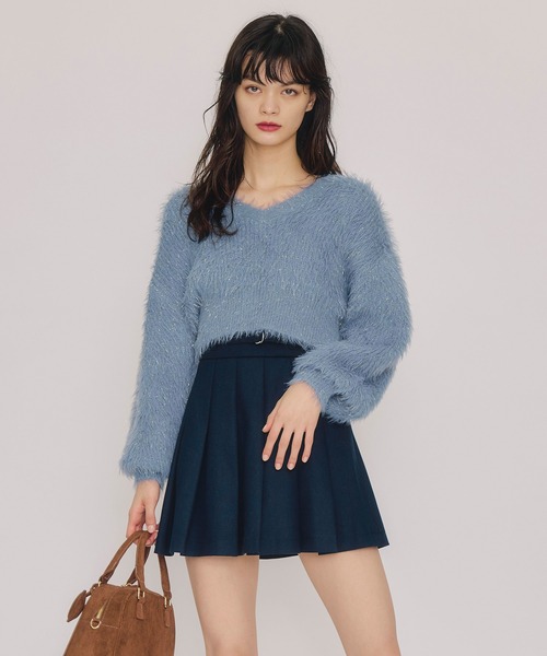 REDYAZEL（レディアゼル）の「メルトンライクプリーツミニスカート（スカート・レディース・ブラウン/ネイビー/アイボリー・MEDIUM/SMALL）」の18枚目の写真