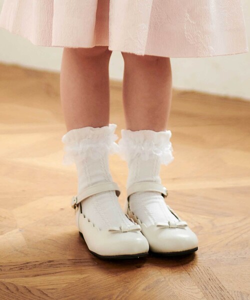 Tartine et Chocolat（タルティーヌエショコラ）の「【日本製】フリル付きシルケットソックス(13~21cm)（ソックス/靴下・キッズ・ホワイト・15.0cm/19.0cm/21.0cm/17.0cm）」の5枚目の写真