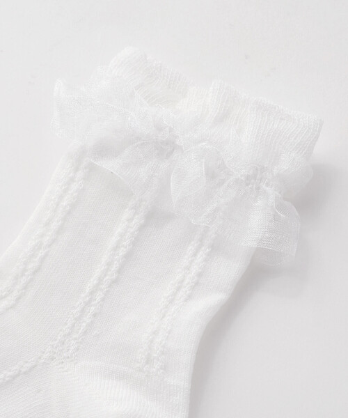 Tartine et Chocolat（タルティーヌエショコラ）の「【日本製】フリル付きシルケットソックス(13~21cm)（ソックス/靴下・キッズ・ホワイト・15.0cm/19.0cm/21.0cm/17.0cm）」の4枚目の写真