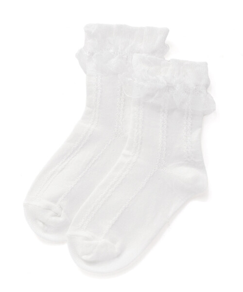 Tartine et Chocolat（タルティーヌエショコラ）の「【日本製】フリル付きシルケットソックス(13~21cm)（ソックス/靴下・キッズ・ホワイト・15.0cm/19.0cm/21.0cm/17.0cm）」の6枚目の写真