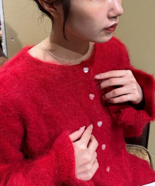 セール】《SETUP対応》【umm.】ハート釦フリルニットカーデ