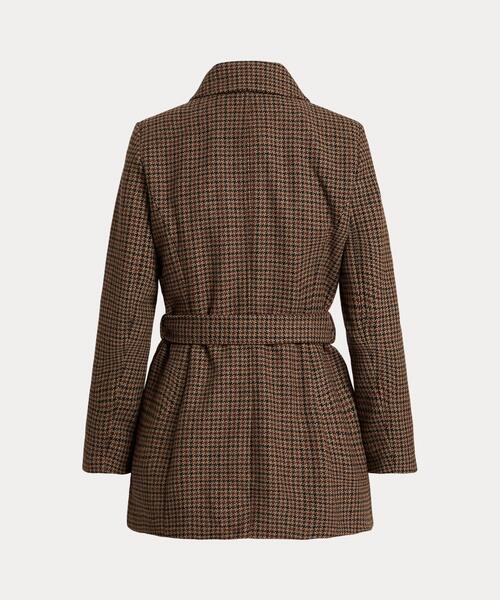 セール】チェックド ダブルブレステッド ウールブレンド コート
