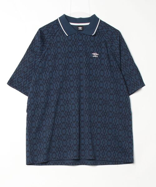 UMBRO(アンブロ)の「アンブロ UMBRO 【AWAY DAYS】ジャガード半袖プラクティスシャツ(ポロシャツ・メンズ・オレンジ/ネイビー・M-L/L-XL/S-M)」の2枚目の写真