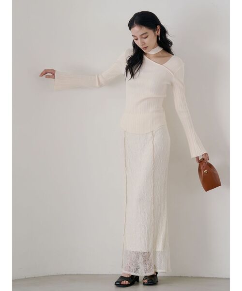 LAGUNAMOON（ラグナムーン）の「レースメローシアースカート（スカート・レディース・ブラック/アイボリー・MEDIUM/SMALL）」の4枚目の写真