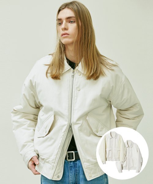 リバーシブル CWU-45P フライトボンバージャケットクリーム（MA-1