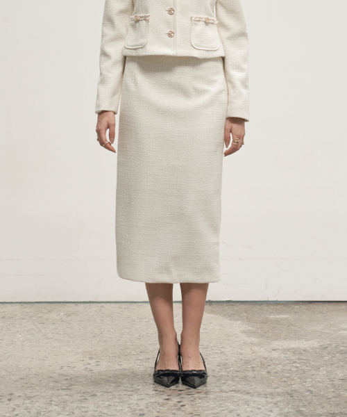 320SHOWROOM(320ショールーム)の「Tweed H-Line Back Slit Skirt Cream(スカート・レディース・その他・MEDIUM/SMALL)」の2枚目の写真
