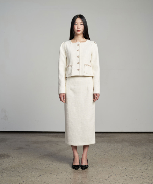 320SHOWROOM(320ショールーム)の「Tweed H-Line Back Slit Skirt Cream(スカート・レディース・その他・MEDIUM/SMALL)」の3枚目の写真
