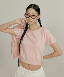CITYBREEZE（シティブリーズ）の「エッセンシャルラウンドネック半袖ニット_PINK（Tシャツ/カットソー）」
