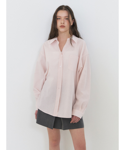 ETMON(エトモン)の「Stripe Pocket Shirt, Pink(シャツ/ブラウス・レディース・その他・FREE)」の1枚目の写真