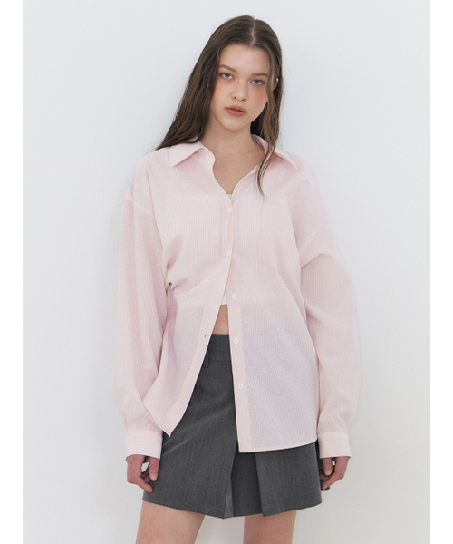 ETMON(エトモン)の「Stripe Pocket Shirt, Pink(シャツ/ブラウス・レディース・その他・FREE)」の3枚目の写真