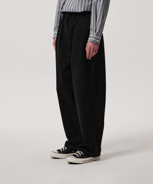セール】ウォッシュドコットンルーズフィットツーピンタックパンツ