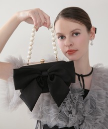 【LEJA】2WAYビッグリボンパールハンドルバッグ結婚式 パーティー 成人式 二次会 同窓会 お呼ばれ オケージョン 20代 30代