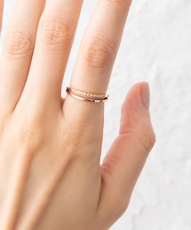 Cream dot.（クリームドット）の「【金属アレルギー対応】手元を上品に彩るレイヤード風ラインストーンリング（リング）」