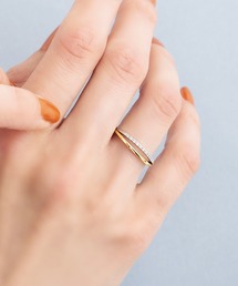 Cream dot.（クリームドット）の「【金属アレルギー対応】手元を上品に彩るレイヤード風ラインストーンリング（リング）」