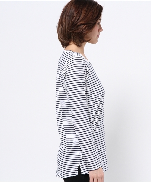 LBC(エルビーシー)の「コットンコンパクト加工ロンtee(Tシャツ/カットソー・レディース・オフホワイト/ダークブルー/スカイブルー/アッシュグレー・MEDIUM/LARGE)」の8枚目の写真