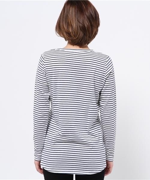 LBC(エルビーシー)の「コットンコンパクト加工ロンtee(Tシャツ/カットソー・レディース・オフホワイト/ダークブルー/スカイブルー/アッシュグレー・MEDIUM/LARGE)」の9枚目の写真