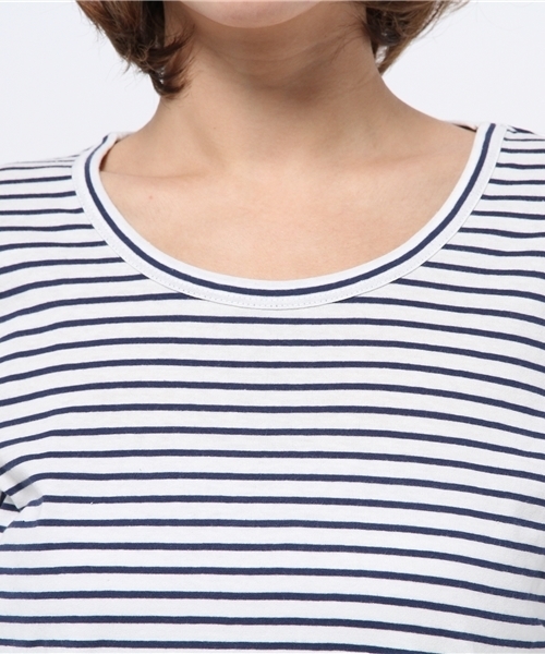 LBC(エルビーシー)の「コットンコンパクト加工ロンtee(Tシャツ/カットソー・レディース・オフホワイト/ダークブルー/スカイブルー/アッシュグレー・MEDIUM/LARGE)」の10枚目の写真