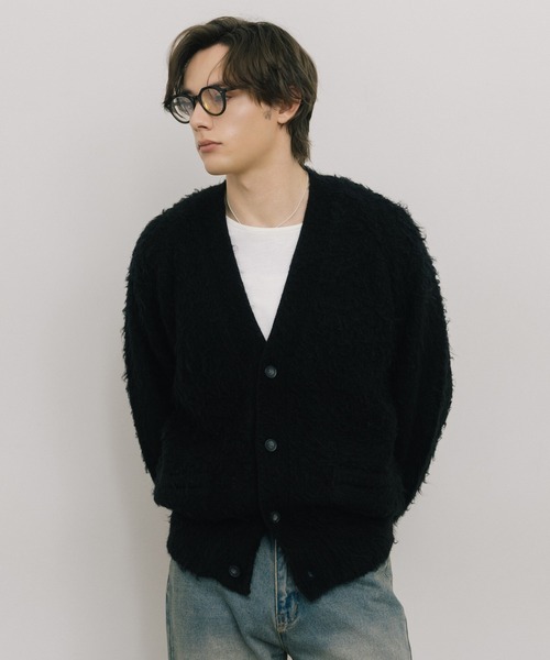 LURAKU（ルラク）の「【LURAKU】 Brushed Wool Cardigan / ブラッシュドウールカーディガン（カーディガン/ボレロ・メンズ・ダークブラウン/スカイブルー/ブラック・M/L）」の2枚目の写真