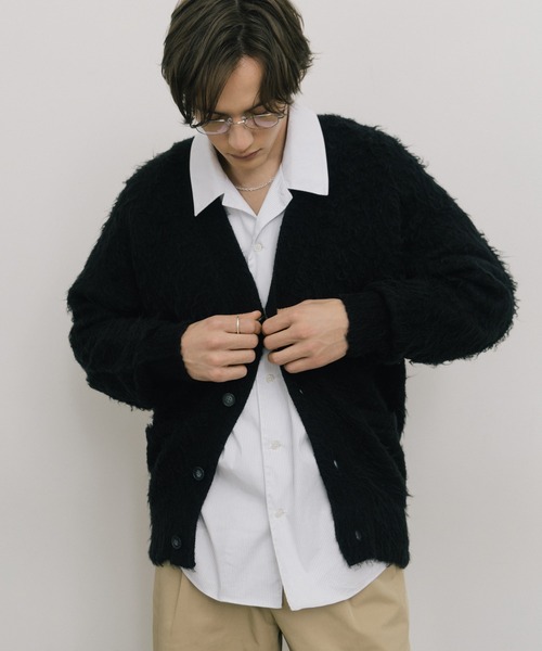 LURAKU（ルラク）の「【LURAKU】 Brushed Wool Cardigan / ブラッシュドウールカーディガン（カーディガン/ボレロ・メンズ・ダークブラウン/スカイブルー/ブラック・M/L）」の5枚目の写真