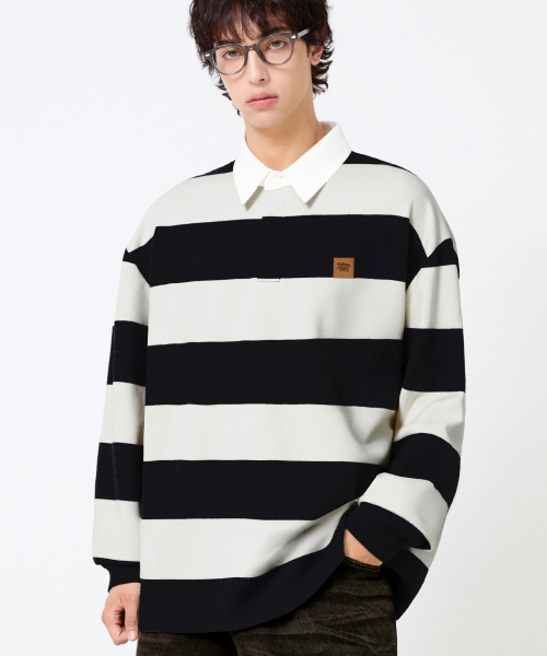TRILLION(トリリオン)の「ストライプ92スターロゴラグビーポロシャツ_ブラック(ポロシャツ・メンズ・その他・M/L/XL)」の2枚目の写真