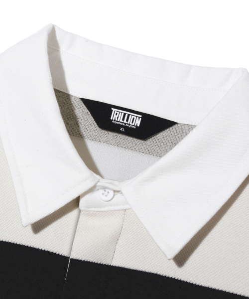 TRILLION(トリリオン)の「ストライプ92スターロゴラグビーポロシャツ_ブラック(ポロシャツ・メンズ・その他・M/L/XL)」の6枚目の写真