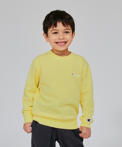 Champion（チャンピオン）の「【Champion/チャンピオン】キッズ ベーシック クルーネックスウェットシャツ（Tシャツ/カットソー・キッズ・アクア/ライトイエロー/ヘザーグレー/ブラック系その他・160/150/140/120/130/110/100）」の4枚目の写真