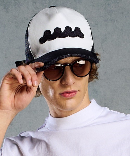 wjk(ダヴルジェイケイ)の「mko13371- wave cut-off mesh cap メッシュキャップ(810 mw05i)(キャップ・メンズ・ブラック/ブラック×ホワイト・FREE)」の3枚目の写真