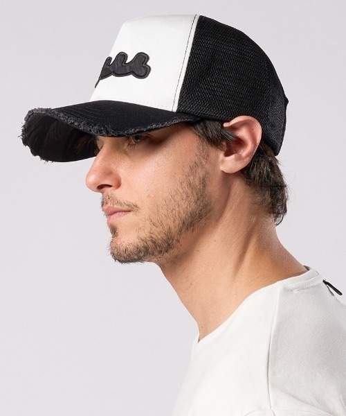 wjk(ダヴルジェイケイ)の「mko13371- wave cut-off mesh cap メッシュキャップ(810 mw05i)(キャップ・メンズ・ブラック/ブラック×ホワイト・FREE)」の7枚目の写真
