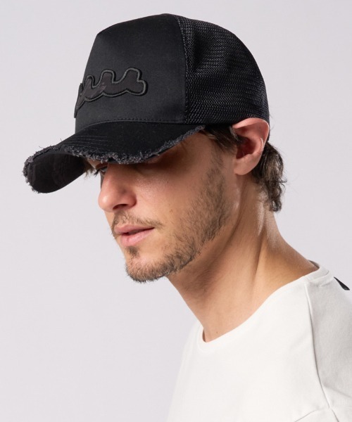 wjk(ダヴルジェイケイ)の「mko13371- wave cut-off mesh cap メッシュキャップ(810 mw05i)(キャップ・メンズ・ブラック/ブラック×ホワイト・FREE)」の12枚目の写真