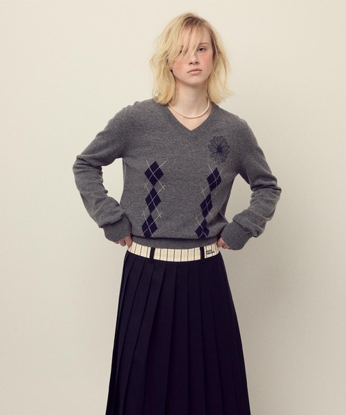 セール】CASHMERE BLENDED V NECK ARGYLE / カシミヤ ブレンド Vネック セール】CASHMERE BLENDED V NECK ARGYLE / カシミヤ ブレンド Vネック