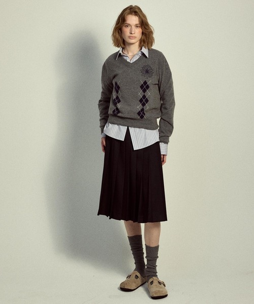 セール】CASHMERE BLENDED V NECK ARGYLE / カシミヤ ブレンド Vネック セール】CASHMERE BLENDED V NECK ARGYLE / カシミヤ ブレンド Vネック
