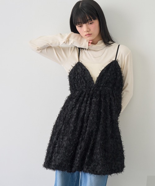 NOGLE（ノグル）の「【NOGLE/ノグル】ペタルシャギーバルーンミニキャミワンピース（ワンピース・レディース・ブラック/アイボリー・FREE）」の2枚目の写真