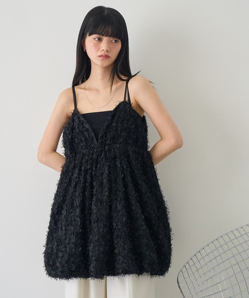 NOGLE（ノグル）の「【NOGLE/ノグル】ペタルシャギーバルーンミニキャミワンピース（ワンピース・レディース・ブラック/アイボリー・FREE）」の12枚目の写真