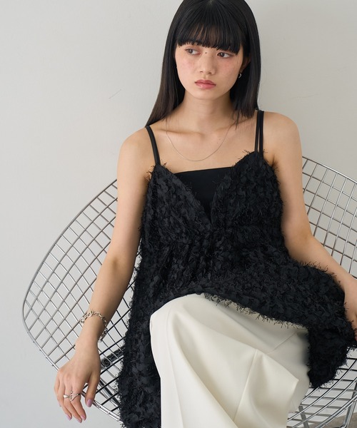 NOGLE（ノグル）の「【NOGLE/ノグル】ペタルシャギーバルーンミニキャミワンピース（ワンピース・レディース・ブラック/アイボリー・FREE）」の10枚目の写真