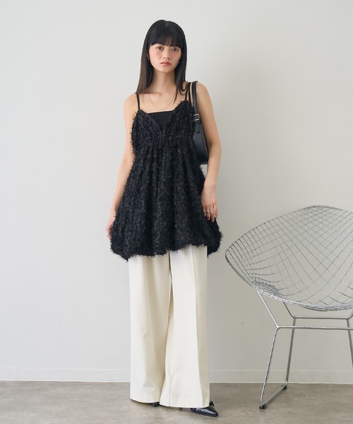 NOGLE（ノグル）の「【NOGLE/ノグル】ペタルシャギーバルーンミニキャミワンピース（ワンピース・レディース・ブラック/アイボリー・FREE）」の14枚目の写真