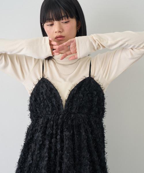 NOGLE（ノグル）の「【NOGLE/ノグル】ペタルシャギーバルーンミニキャミワンピース（ワンピース・レディース・ブラック/アイボリー・FREE）」の8枚目の写真