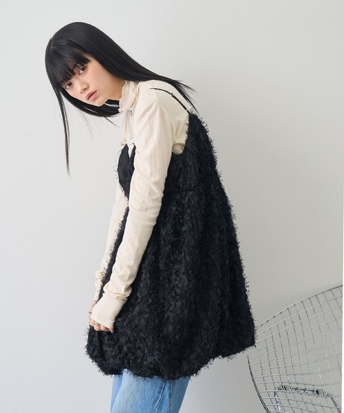 NOGLE（ノグル）の「【NOGLE/ノグル】ペタルシャギーバルーンミニキャミワンピース（ワンピース・レディース・ブラック/アイボリー・FREE）」の7枚目の写真