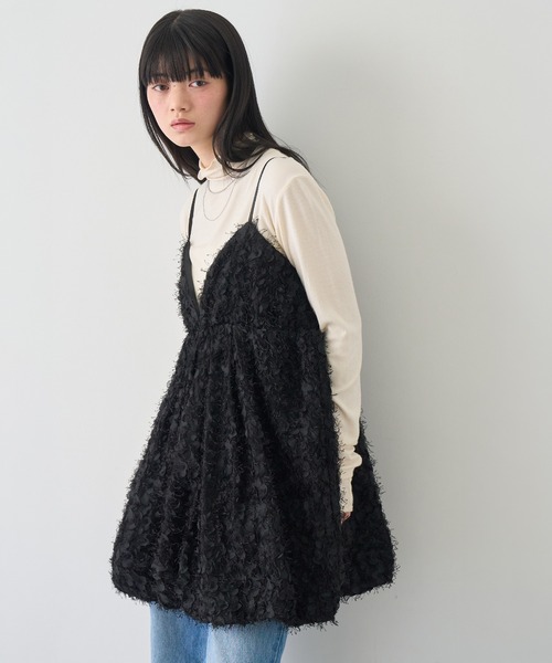 NOGLE（ノグル）の「【NOGLE/ノグル】ペタルシャギーバルーンミニキャミワンピース（ワンピース・レディース・ブラック/アイボリー・FREE）」の5枚目の写真